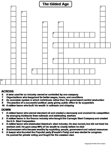 The Gilded Age Crossword Puzzle