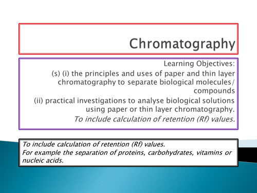 OCR A level biology - module 2 - chapter 3 - chromatography lesson