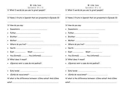 Mi Vida Loca Episodes 10 11 Teaching Resources