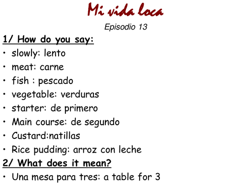 Mi Vida Loca Episode 16 Teaching Resources