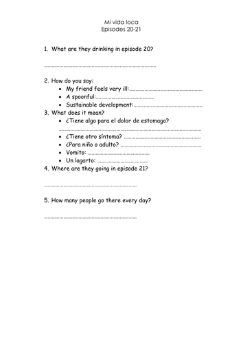 Mi Vida Loca Episodes 20 And 21 By Kessia Teaching Resources