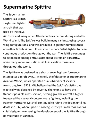 Supermarine Spitfire Handout