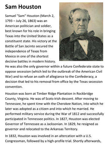 Sam Houston Handout