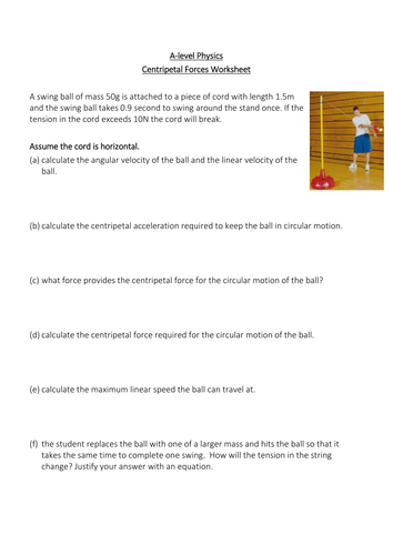 Centripetal Force Worksheet with solutions.