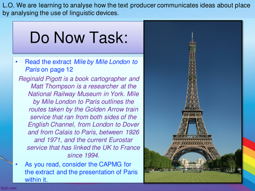 Paris Anthology AQA English Language and Literature MILE BY MILE