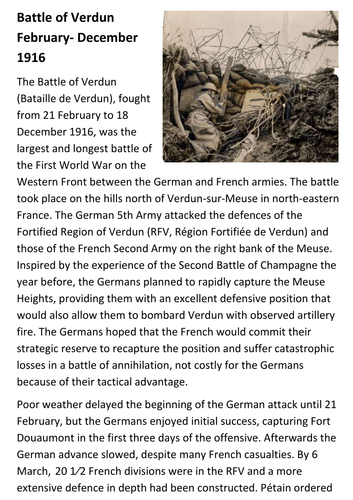 Battle of Verdun February-December 1916 Handout