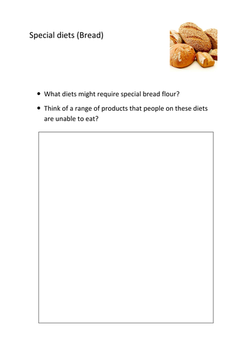 GCSE Food and Nutrition activity for basic bread dough