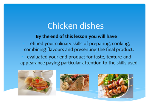 GCSE Food and Nutrition presentation for chicken with peppercorn sauce