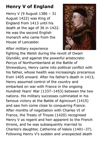 Henry V Handout