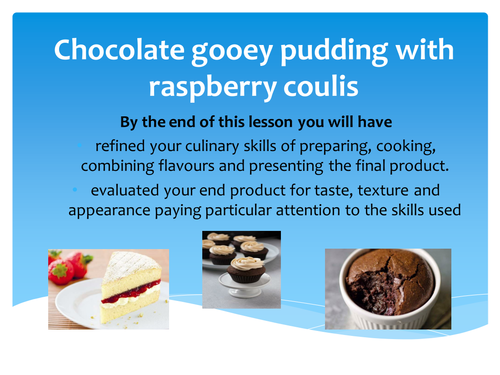 GCSE Food and Nutrition lesson for chocolate gooey pudding