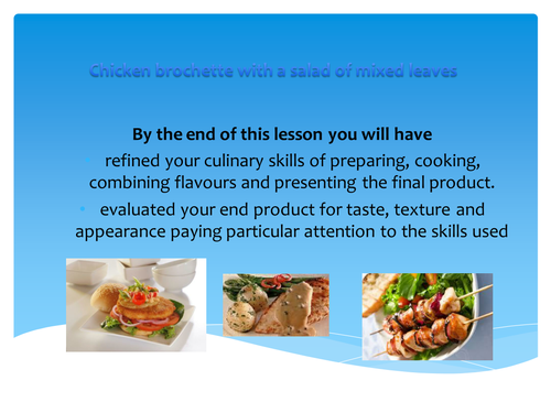 GCSE Food and Nutrition lesson for chicken brochette