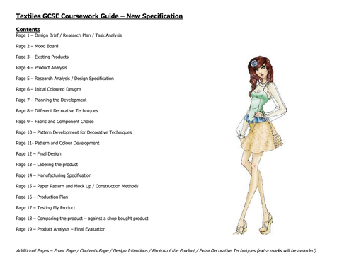 Super Helpful GCSE Textiles AQA Coursework Guide 2018 Submission Only