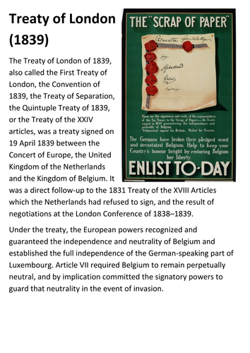 Treaty of London (1839) Handout by sfy773 - Teaching Resources - Tes