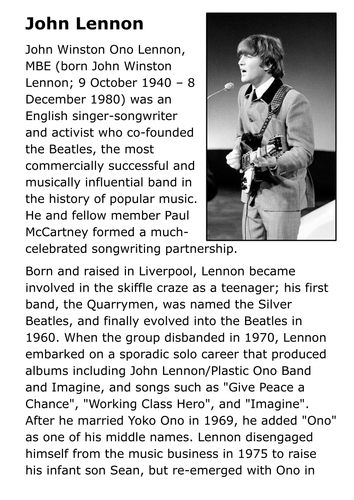 John Lenon Handout