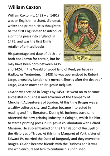 William Caxton Handout