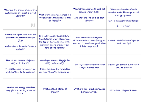 Physics Flashcards AQA Trilogy Science (9-1) P1