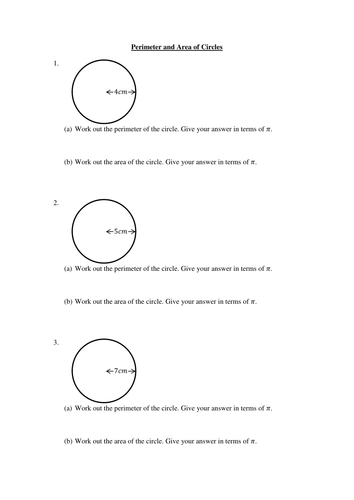 Worksheet on perimeter and area of circles and sectors