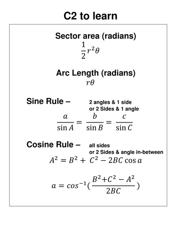 C2,C3,C4, Formula To learn | Teaching Resources