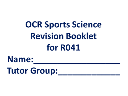 OCR Sports Science R041 Exam Revision booklet (Cambridge Nationals)