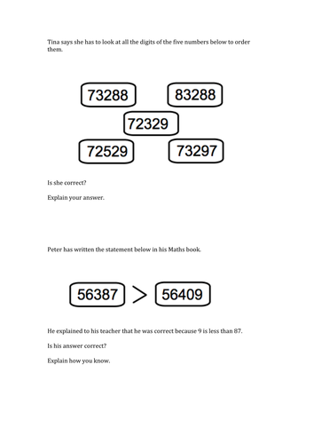 year 5 place value reasoning and problem solving