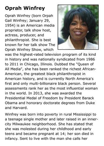 Oprah Winfrey Handout