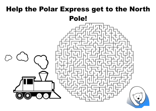 Help the Polar Express get to the North Pole maze puzzle