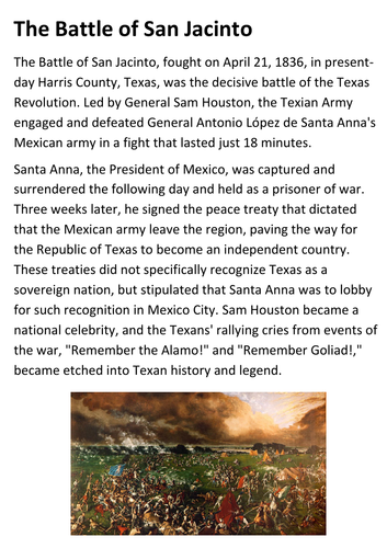 The Battle of San Jacinto Handout