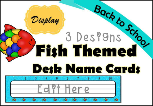 Desk Name Cards (Fish Themed) for EYFS/KS1
