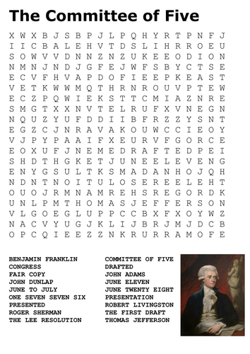The Committee of Five Word Search
