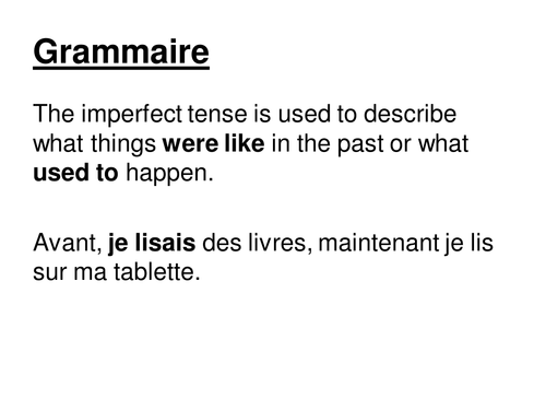 Imperfect Tense | Teaching Resources