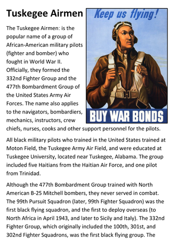 Tuskegee Airmen Handout