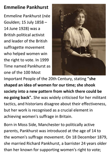 Emmeline Pankhurst Handout