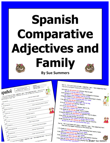 Spanish Comparative Adjectives with Family Fill in the Blank and Sentences