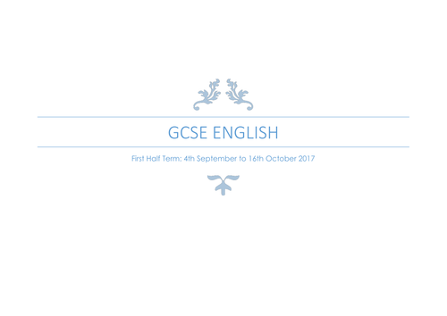 GCSE English Student Handbook for First Half Term