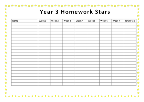 Homework tick chart.