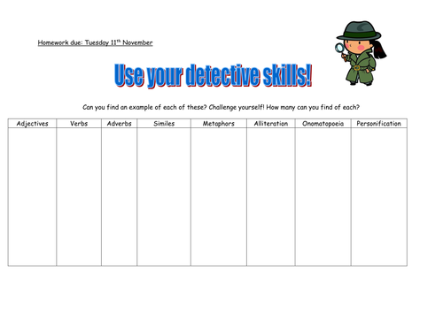 SPAG Detectives Homework!