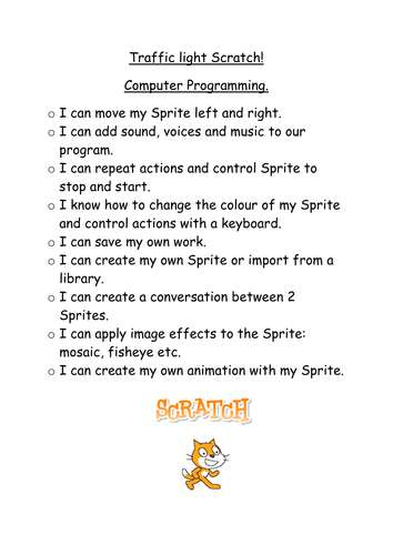 Traffic Light self assessment for Scratch.