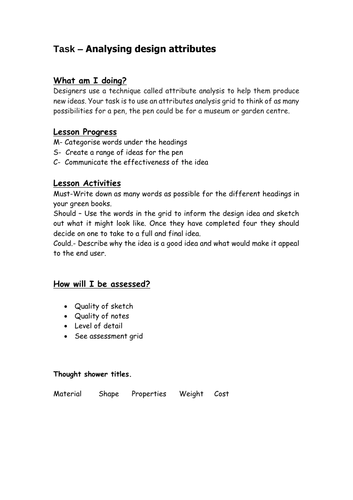 Task- Analysing design attributes