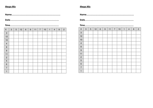 Multiplication Challenge Grids