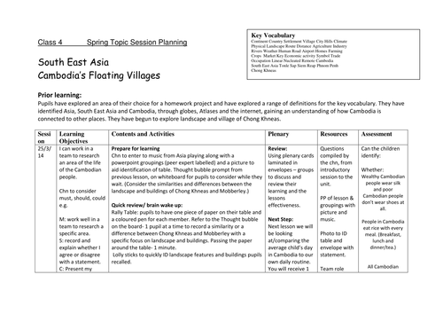 Geography- South East Asia- Cambodia Observation Lesson Plan