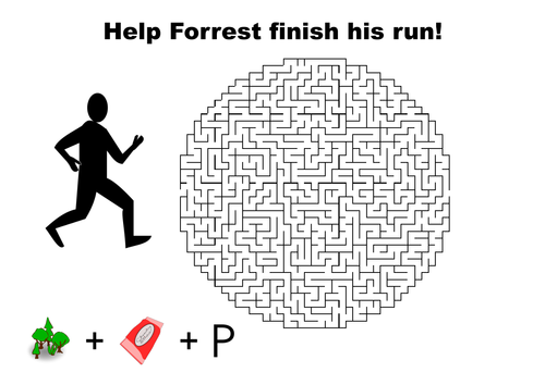 Help Forrest Gump finish his run maze puzzle