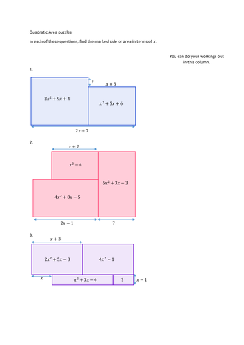 Quadratic Areas Puzzle