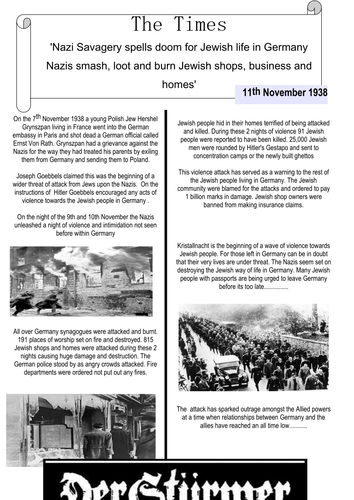 Newspaper report analysis of Kristallnacht
