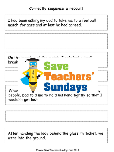 Year 2/3 Recount Sequencing Activity, Prompt Slide and Lesson Plan