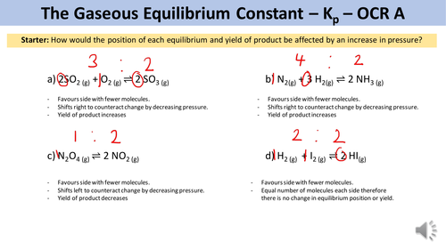 Equilibrium Constant Kp - OCR A Chemistry