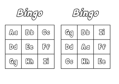 Alphabet bingo  cards