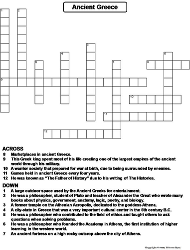 Ancient Greece Crossword Puzzle | Teaching Resources