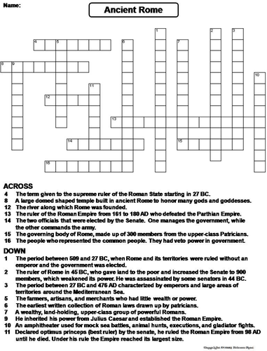 Ancient Rome Crossword Puzzle