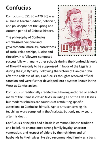 Confucius Handout by sfy773 - Teaching Resources - Tes