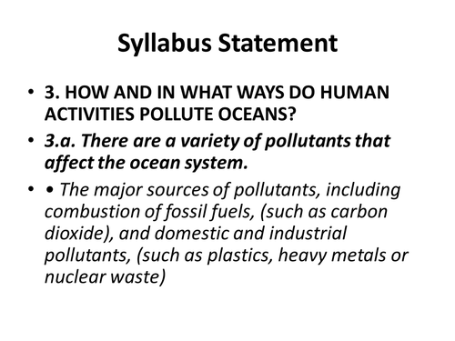 OCR B Types of Pollution - Exploring Oceans
